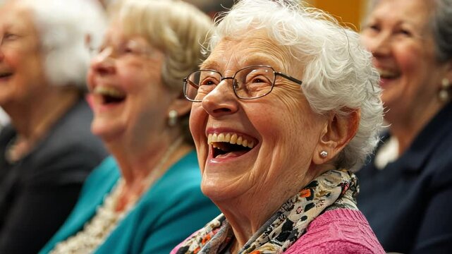 Social activities designed for older adults, showing laughter and engagement