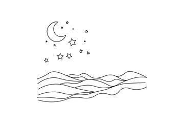 Moon single line art design continuous line drawing of Moon islamic icon  Crescent moon for ramadan 
isolated on white background  vector illustration 