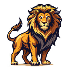 Fototapeta premium A lion illustration, lion cartoon isolated on white background