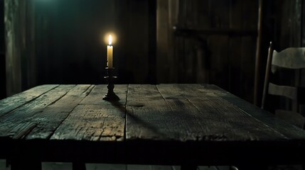 Dark room with faint emergency exit sign glow during power blackout, capturing sudden disruption and eerie stillness with scattered objects faintly visible in dim light.