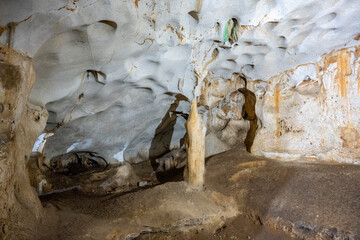Interior of the large hall of old Karain cave, hidden in Mediterranean region. Confirms human...