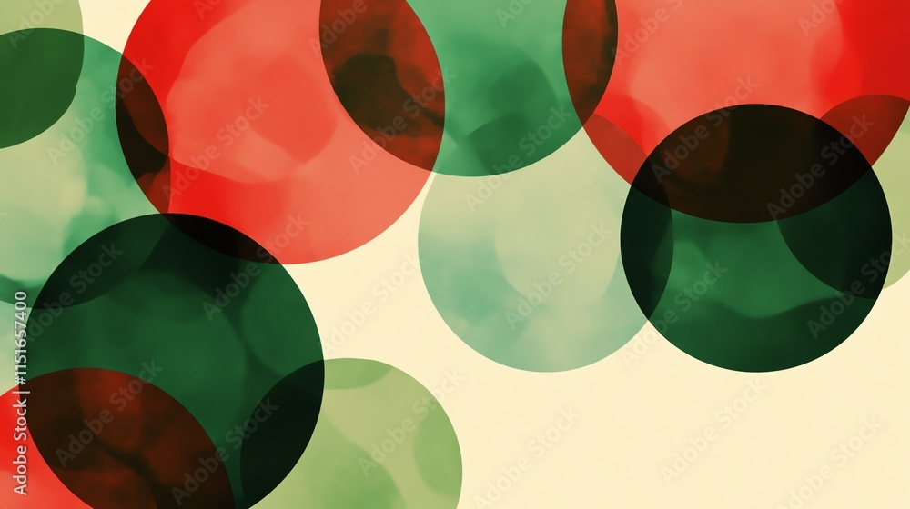 Poster a festive red and green bokeh effect with overlapping circles for christmas vibes
