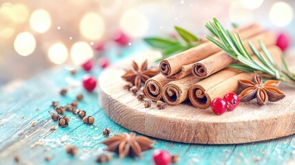 Festive Cinnamon Sticks Star Anise Rosemary Cranberries