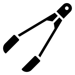 Tongs Glyph Icon, Black And White Glyph Icon Symbol