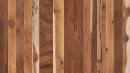 Vertical wood planks show diverse grain patterns and rich tones. Ideal for background textures, interior design concepts, and woodworking themes