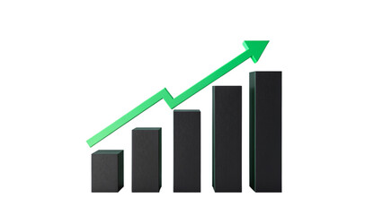 3D Bar Graph with Upward Arrow Stock, business graph with arrow.
