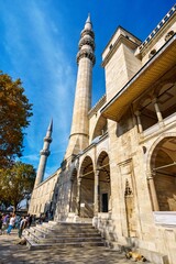 mosque and people, city life and street view, Istanbul, Turkey