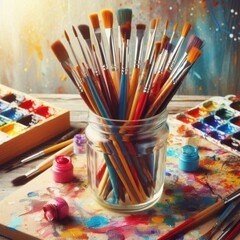 brushes and palette