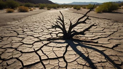 Selbstklebende Fototapeten Parched ground showing effects of severe drought © yevhen89