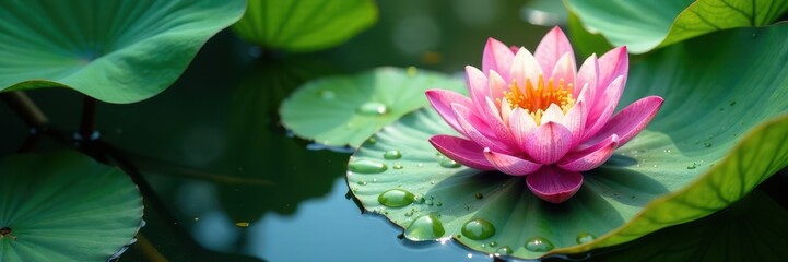 Water beads on lotus leaf surface, not sinking, hydrophobic, leaf surface