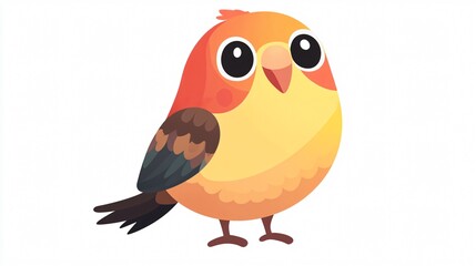 Obraz premium Adorable Single Cartoon Lovebird 2D Flat Vector Illustration