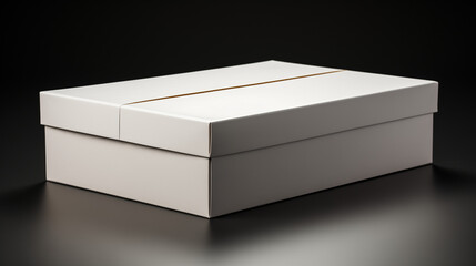 Naklejka premium Elegant mockup of a white box with a lid on a dark background, featuring copy space for branding