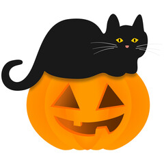 Kürbis mit Katze - Halloween