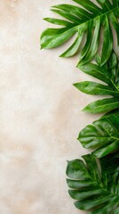 green leaves on a beige background