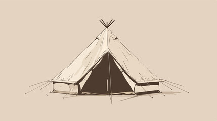 Modern Flat Vector Illustration of a Tent Shelter - Camping Concept