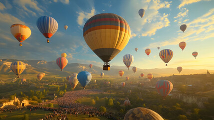 Obraz premium Cappadocia Hot Air Balloons at Sunrise: Breathtaking Aerial View