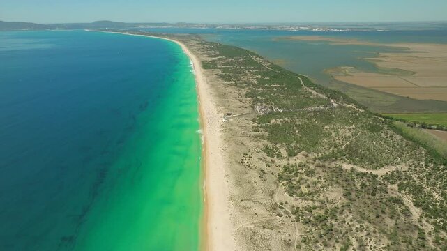 Stunning aerial view of Comporta Beach, Tr&oacute;ia, Portugal.