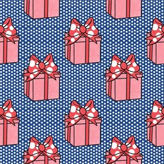 Cartoon style line drawing cute gift box colorful miscellaneous gift wrapping paper fashion clothing interior decoration industry children's clothing