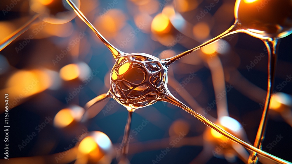 Poster intricate neural network with glowing connections
