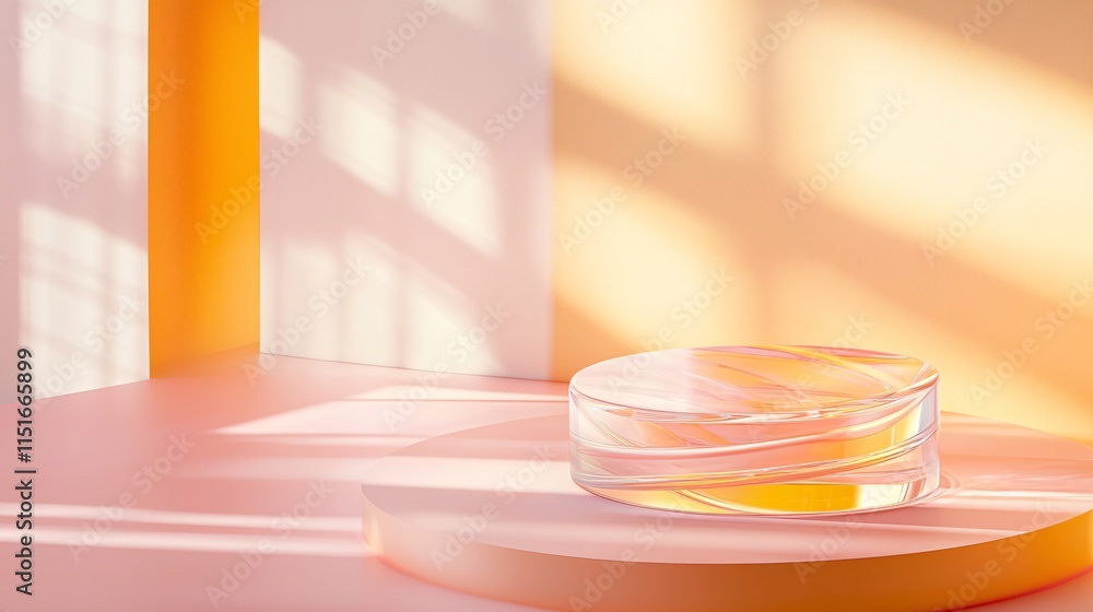 Poster consumer trends and behavior and branding concept. abstract cosmetic product display with warm color