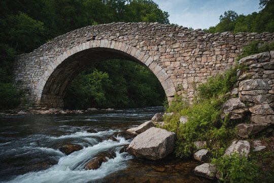 old historical stone bridge over river
