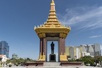 Statue of King Father Norodom Sihanouk, a monument commemorating former King Norodom Sihanouk in...