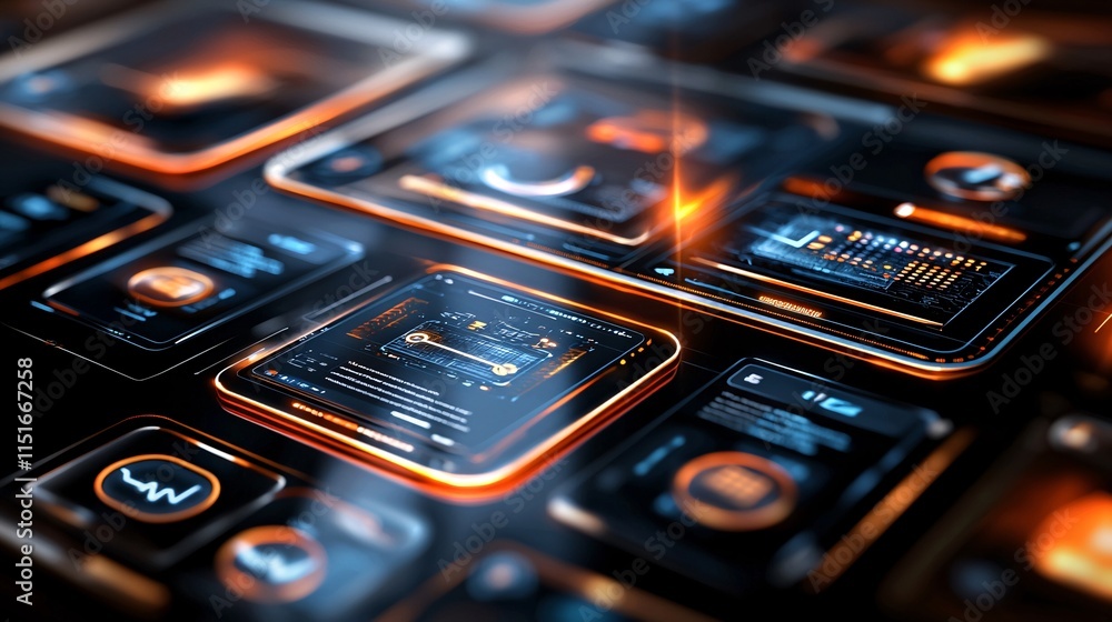 Poster consumer trends and behavior and branding concept. futuristic digital interface with glowing element