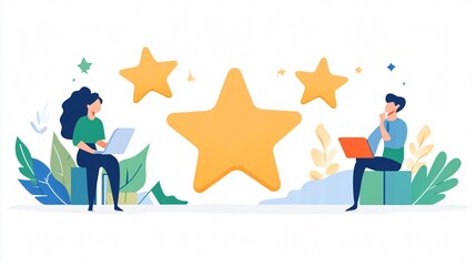 Fototapeta premium Five Stars Rating Vector Isolated Illustration: Quality Rating and Review Concept