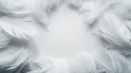 Obraz premium Soft white feathers arranged artistically on a light background creating a serene atmosphere