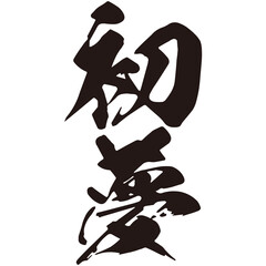 勢いがあり縁起よく力強く描いた手描きの水彩、筆文字の初夢という漢字のイラスト素材シリーズ