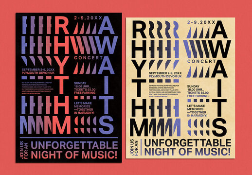 Stylish Stacked Text Layout for Modern Event Posters