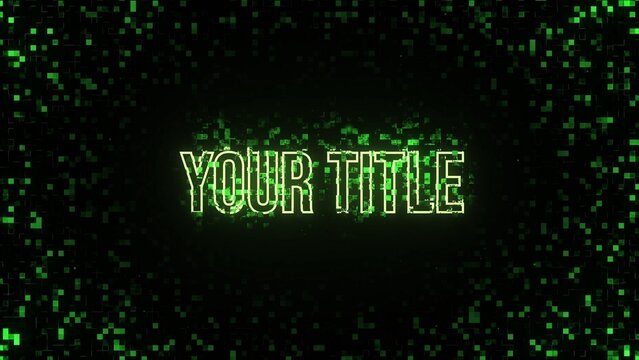 Digital Glitch Block Particles Title & Text Intro