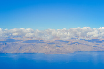 View from an airplane of the Canary Islands