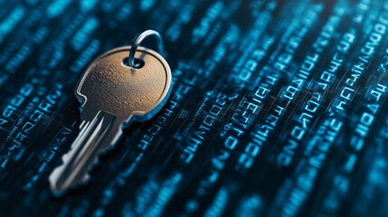 Digital Key on Locked Database Background