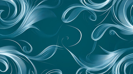Fototapeta premium Abstract zephyr shapes on blue seamless background, elegant, simplicity, dynamic, subtle, patterned. Zephyrous. Illustration