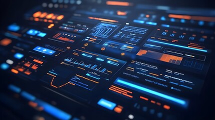 Obraz premium Futuristic Dashboard Interface with Data Visualization Elements