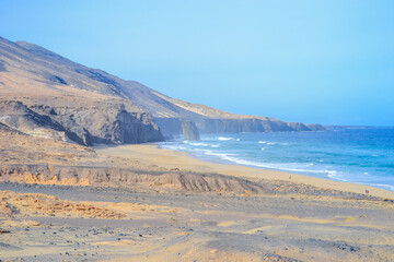 Cofete National Park with the wildest and widest beaches on the island of Fuerteventura