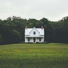 Obraz premium Peaceful Countryside House with Lush Greenery