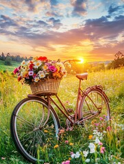 Fototapeta premium bicycle and flowers