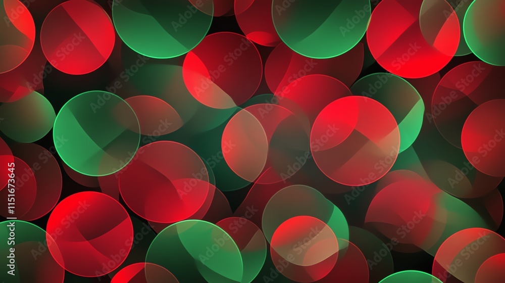 Aufkleber A festive red and green bokeh effect with overlapping circles for Christmas vibes