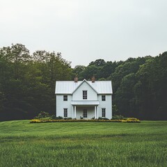 Obraz premium Peaceful Countryside House with Lush Greenery