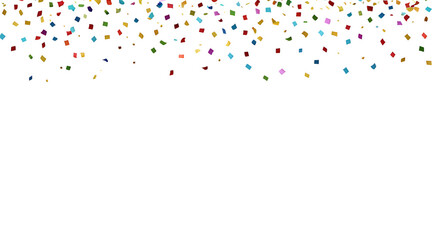 realistic and colorful confetti flying on trasparent background.
