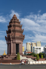 in the form of a lotus-shaped stupa the Independence Monument memorializes Cambodia's independence from France in 1953.