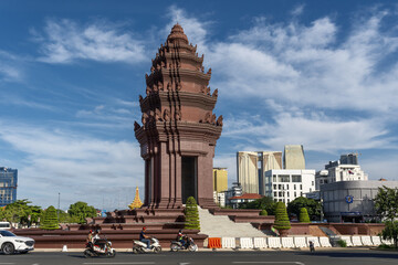 in the form of a lotus-shaped stupa the Independence Monument memorializes Cambodia's independence...