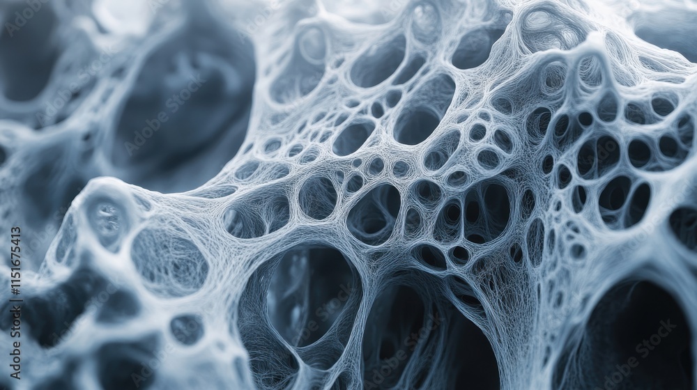 Poster abstract 3d render of a complex, porous network. ideal for illustrating concepts like connectivity, 