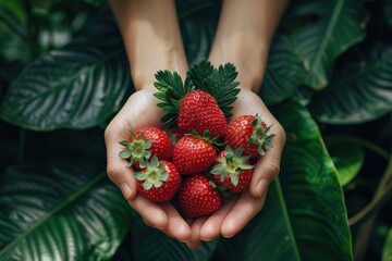 Strawberries in the palms