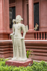 Stone statue in the courtyard of The National Museum of Cambodia in Phnom Penh, Cambodia