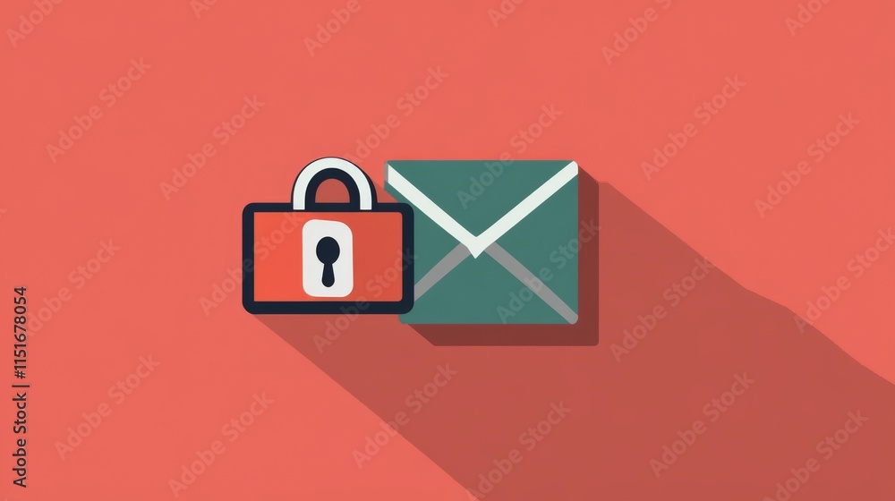Poster secure email icon with lock symbol