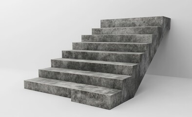 A single staircase leading up with negative space, monochrome