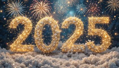 Sparkling Fireworks Celebrate Twenty Twenty Five New Year